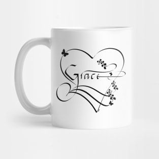 Grace, calligrahpy, female name, black font Mug